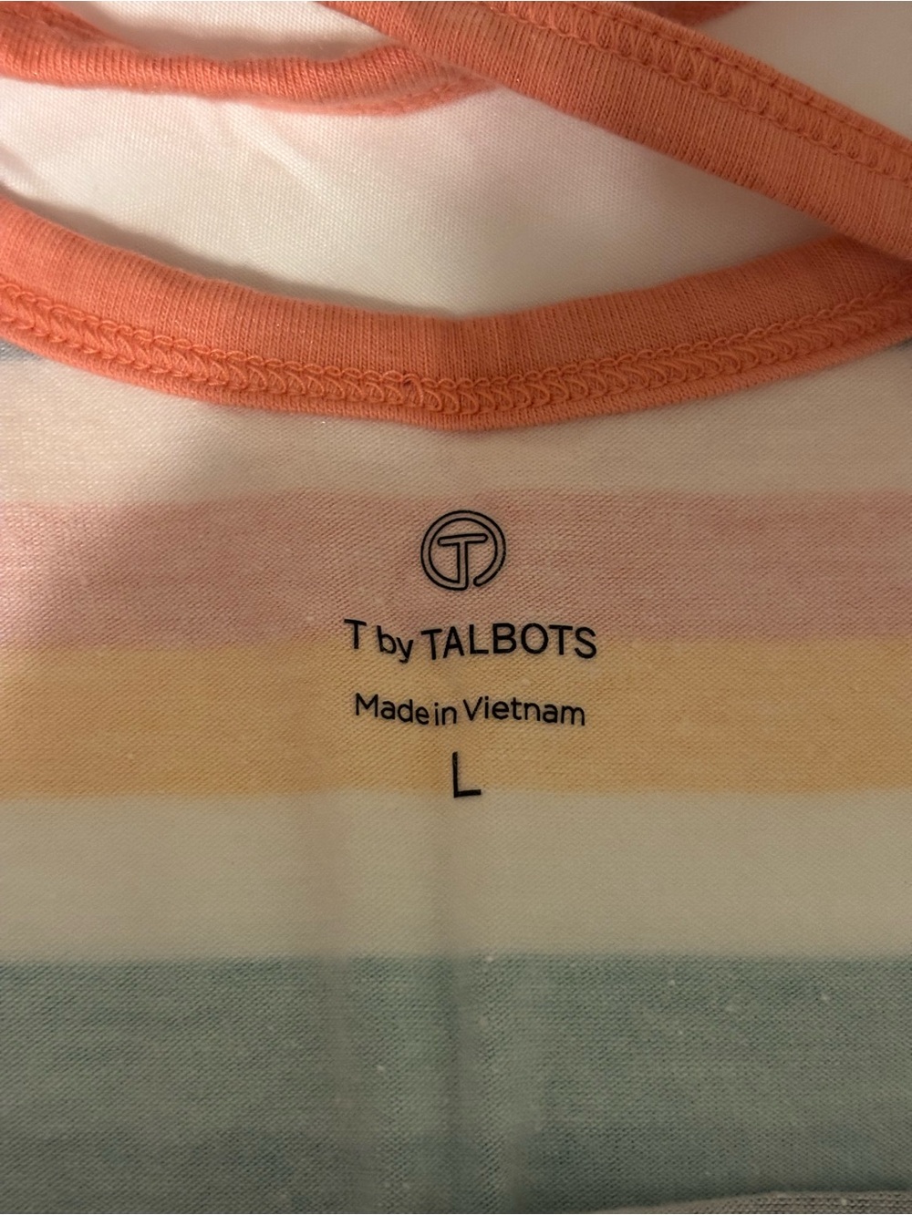 T by Talbots Striped Criss Cross Back Tee Multicolor Cotton Modal Top L - Picture 2 of 8